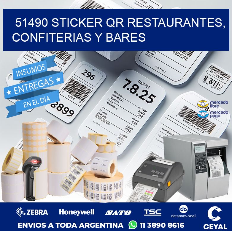 51490 STICKER QR RESTAURANTES, CONFITERIAS Y BARES