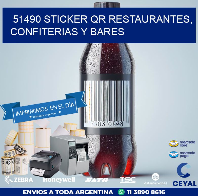 51490 STICKER QR RESTAURANTES, CONFITERIAS Y BARES