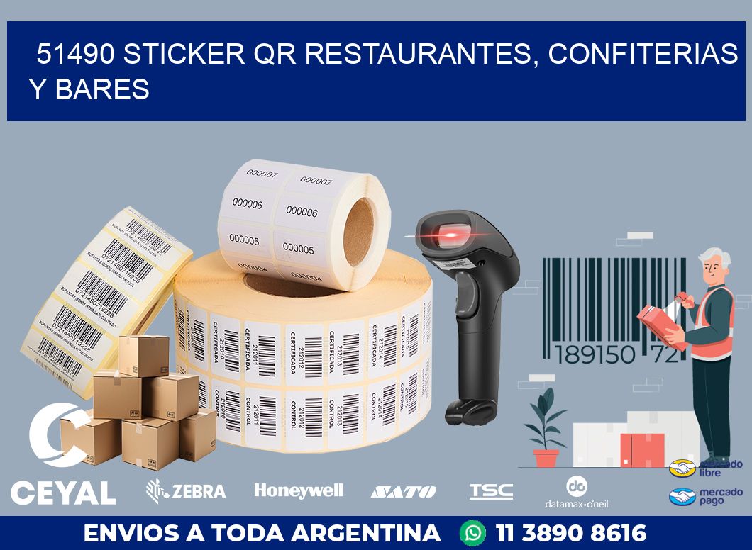 51490 STICKER QR RESTAURANTES, CONFITERIAS Y BARES