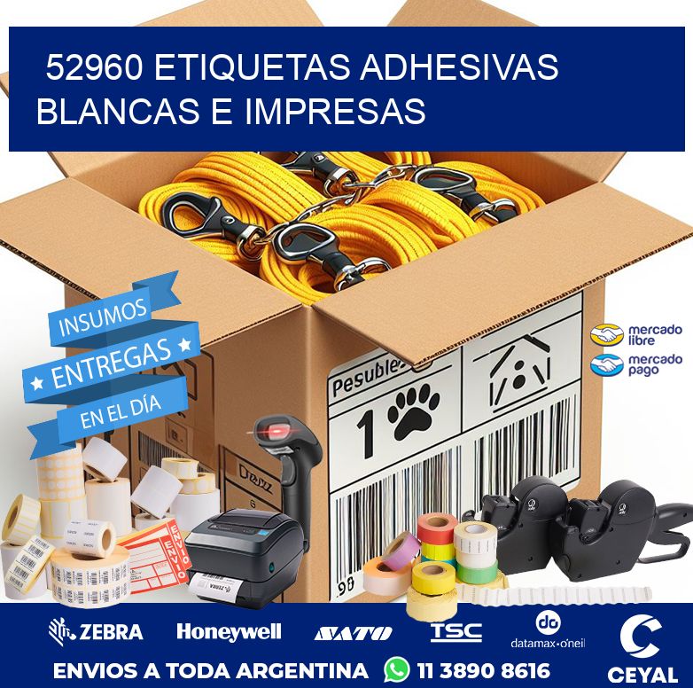 52960 ETIQUETAS ADHESIVAS BLANCAS E IMPRESAS