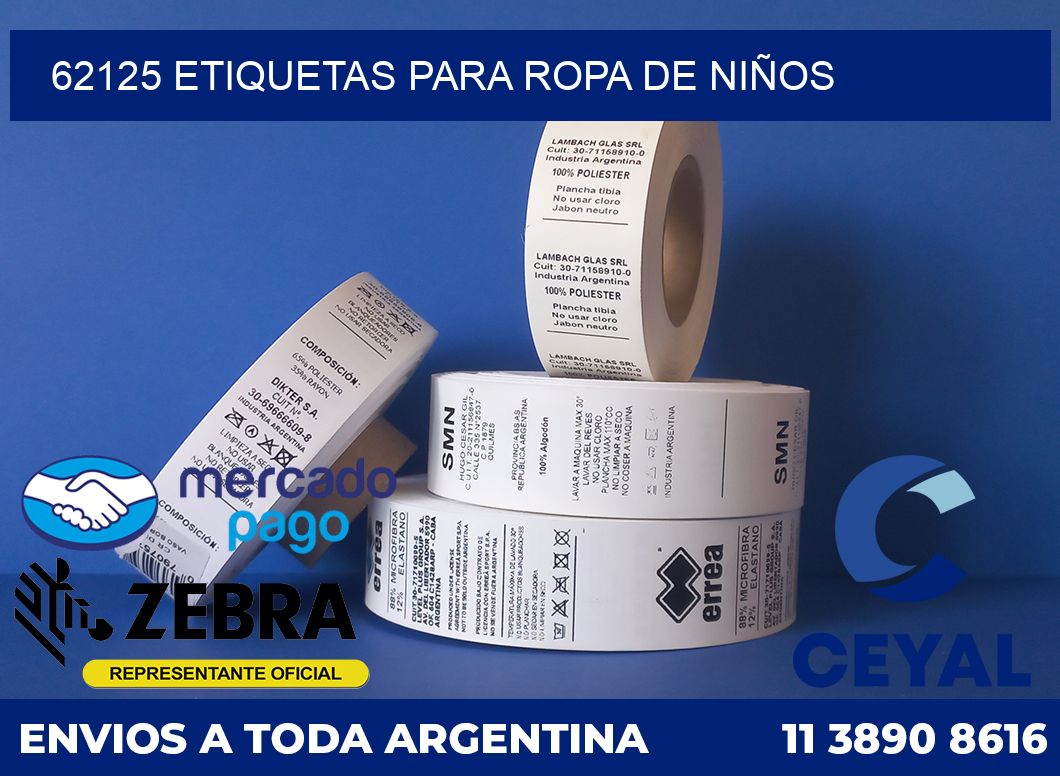 62125 ETIQUETAS PARA ROPA DE NIÑOS