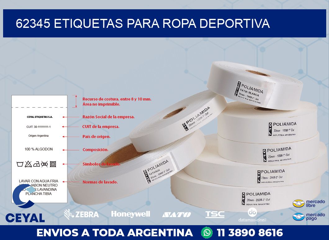 62345 ETIQUETAS PARA ROPA DEPORTIVA