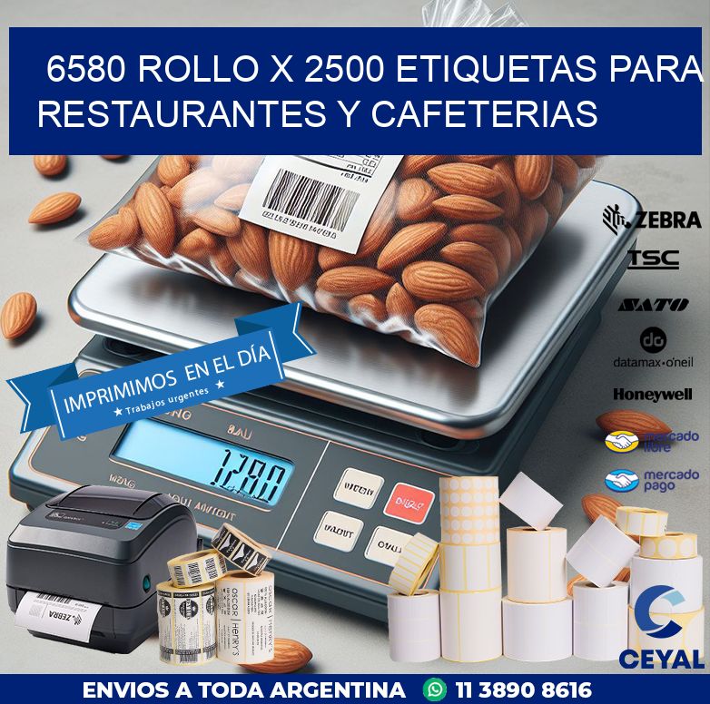 6580 ROLLO X 2500 ETIQUETAS PARA RESTAURANTES Y CAFETERIAS