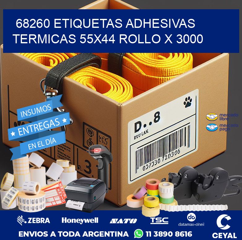 68260 ETIQUETAS ADHESIVAS TERMICAS 55X44 ROLLO X 3000