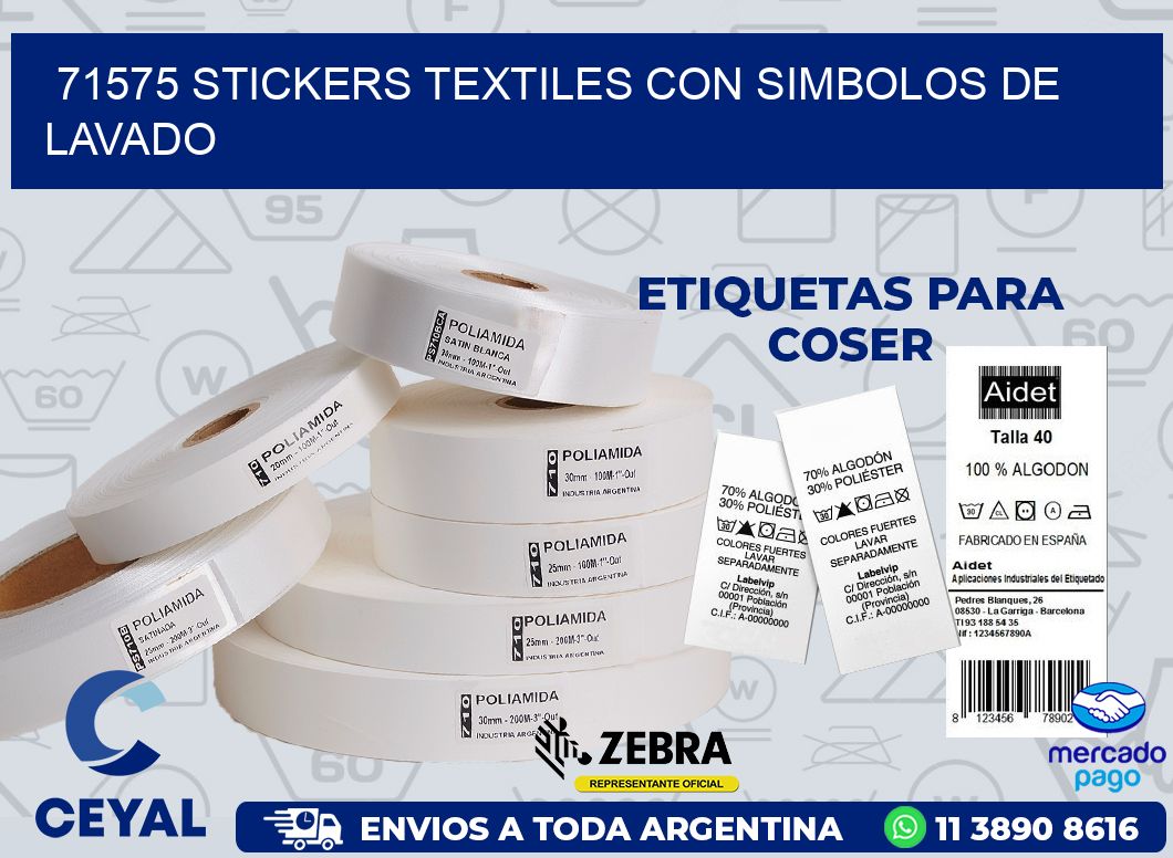 71575 STICKERS TEXTILES CON SIMBOLOS DE LAVADO