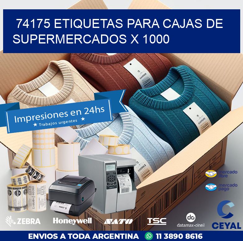 74175 ETIQUETAS PARA CAJAS DE SUPERMERCADOS X 1000