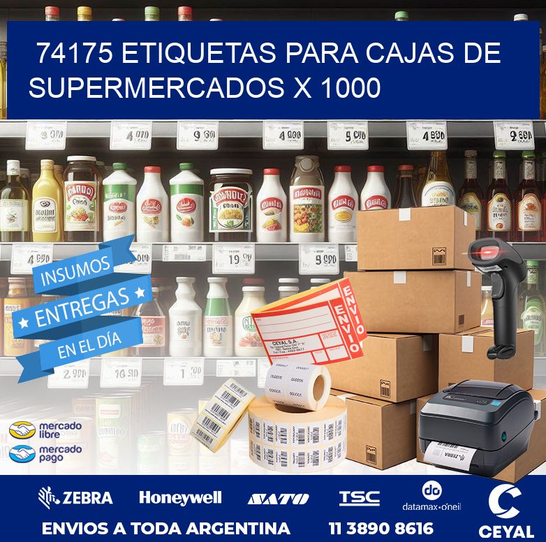 74175 ETIQUETAS PARA CAJAS DE SUPERMERCADOS X 1000