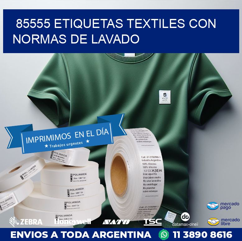 85555 ETIQUETAS TEXTILES CON NORMAS DE LAVADO