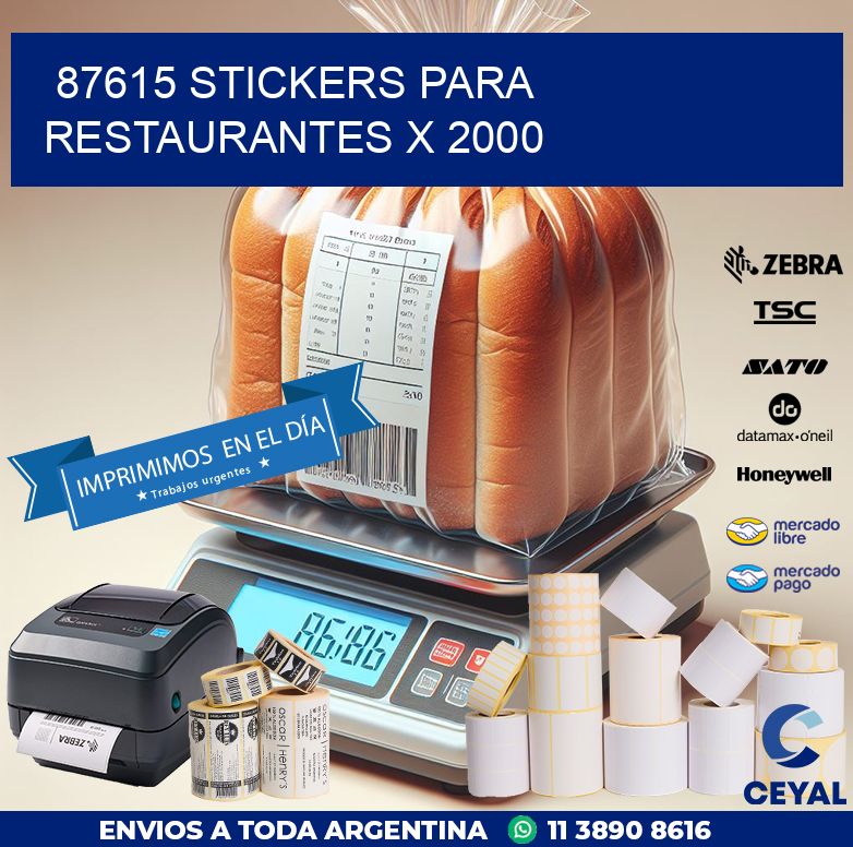 87615 STICKERS PARA RESTAURANTES X 2000
