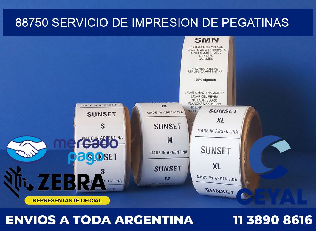 88750 SERVICIO DE IMPRESION DE PEGATINAS