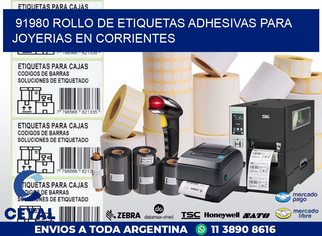 91980 ROLLO DE ETIQUETAS ADHESIVAS PARA JOYERIAS EN CORRIENTES