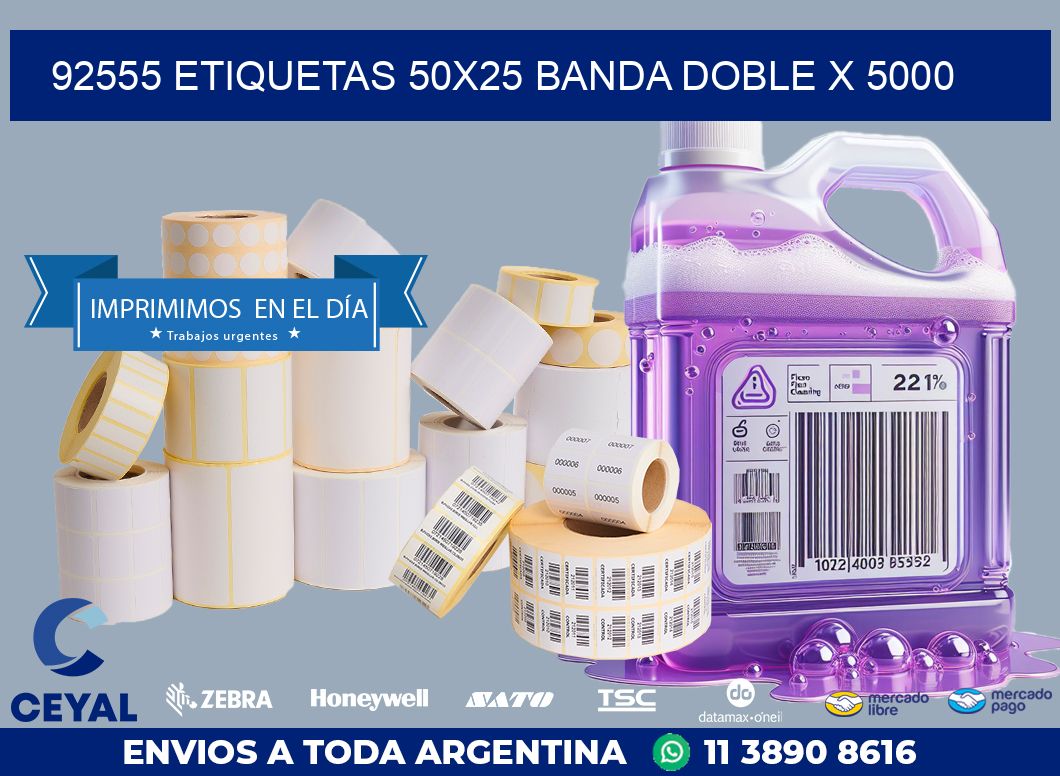 92555 ETIQUETAS 50X25 BANDA DOBLE X 5000