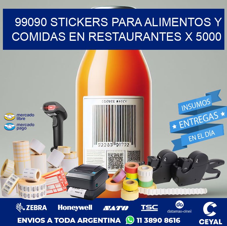 99090 STICKERS PARA ALIMENTOS Y COMIDAS EN RESTAURANTES X 5000