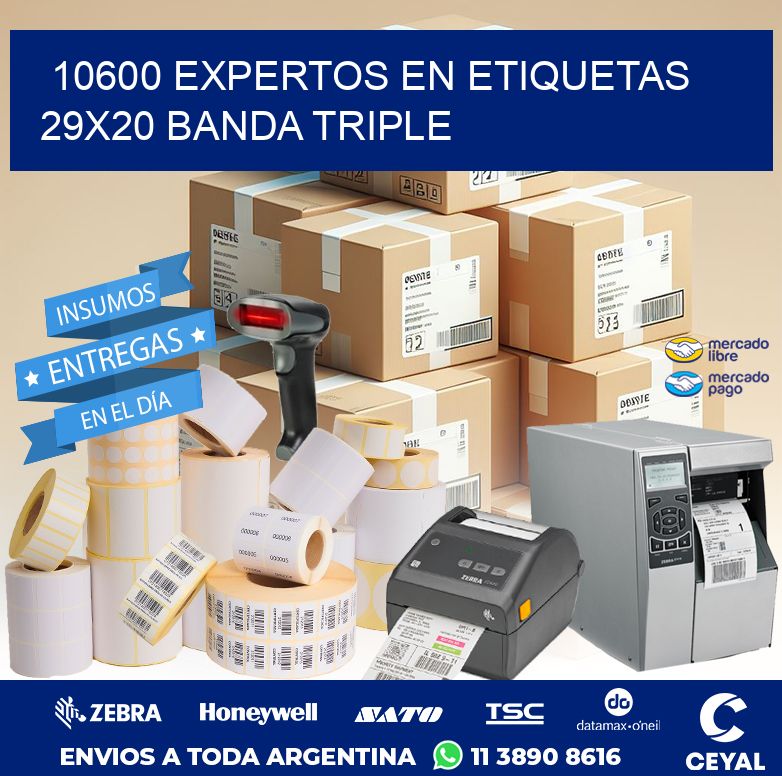 10600 EXPERTOS EN ETIQUETAS 29X20 BANDA TRIPLE