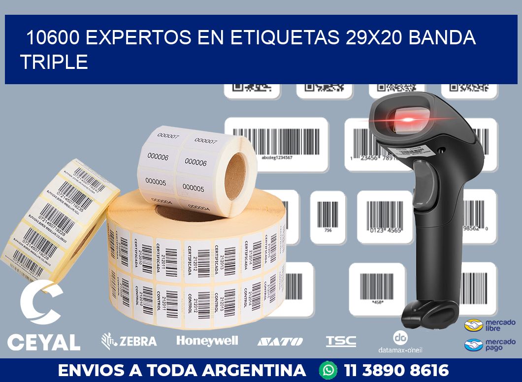 10600 EXPERTOS EN ETIQUETAS 29X20 BANDA TRIPLE