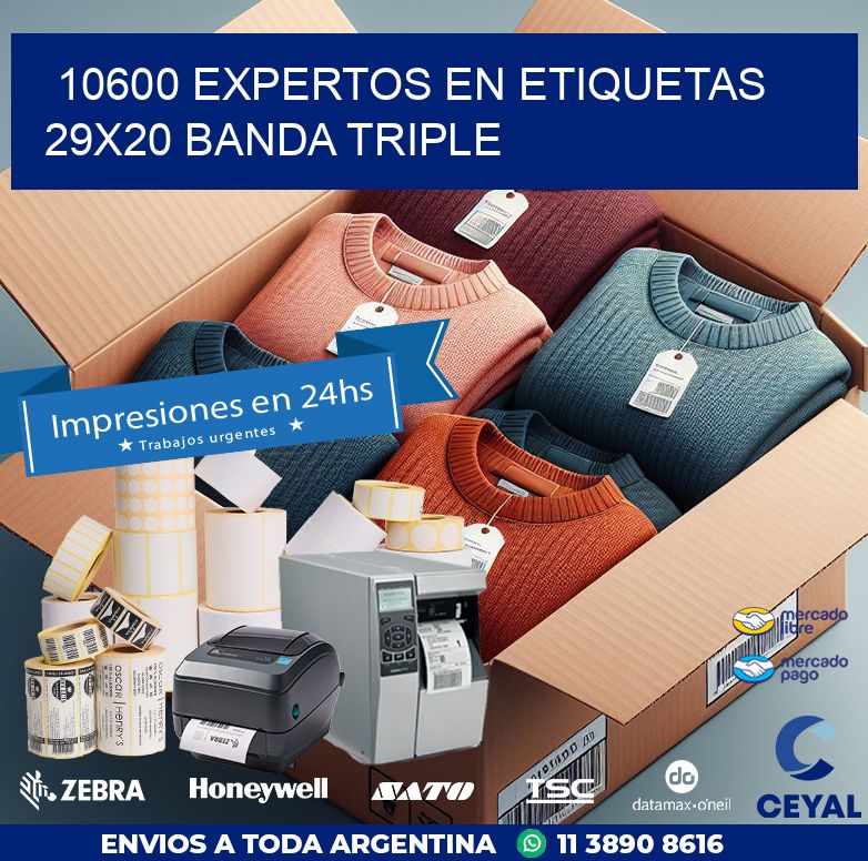 10600 EXPERTOS EN ETIQUETAS 29X20 BANDA TRIPLE