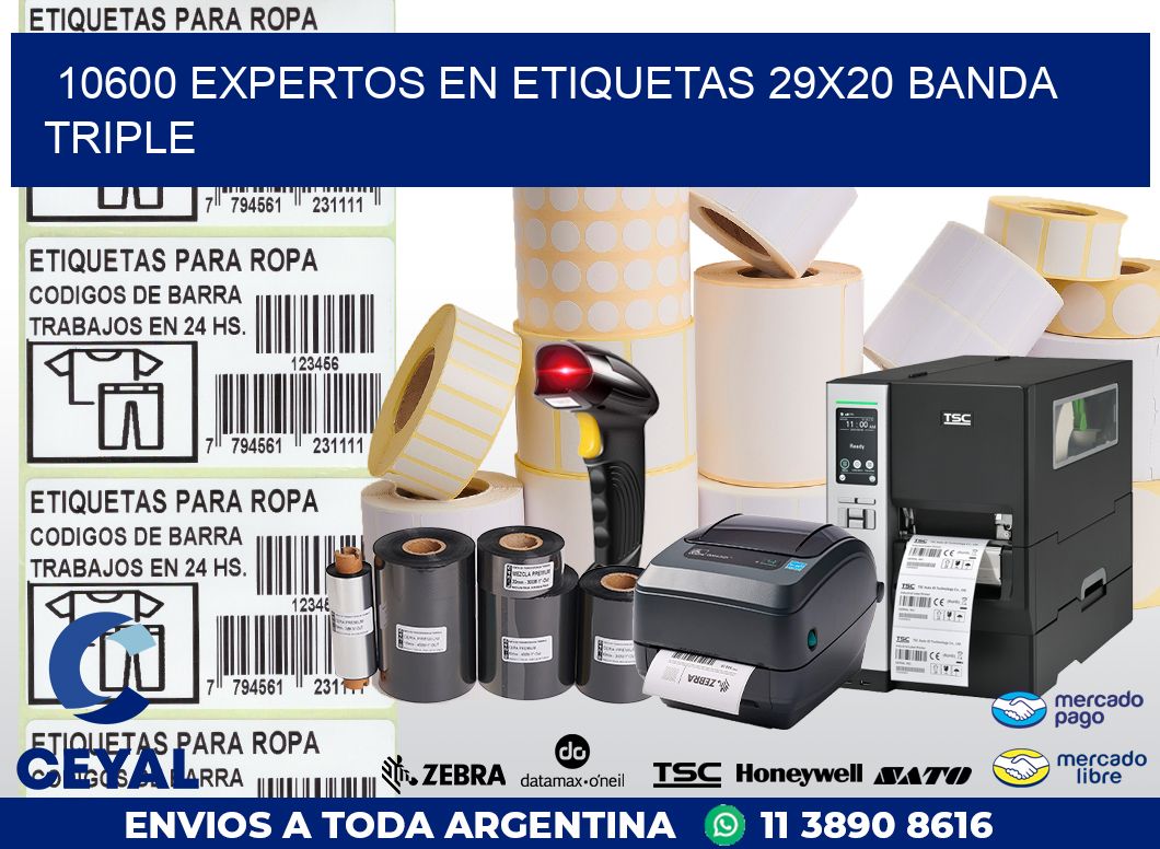10600 EXPERTOS EN ETIQUETAS 29X20 BANDA TRIPLE