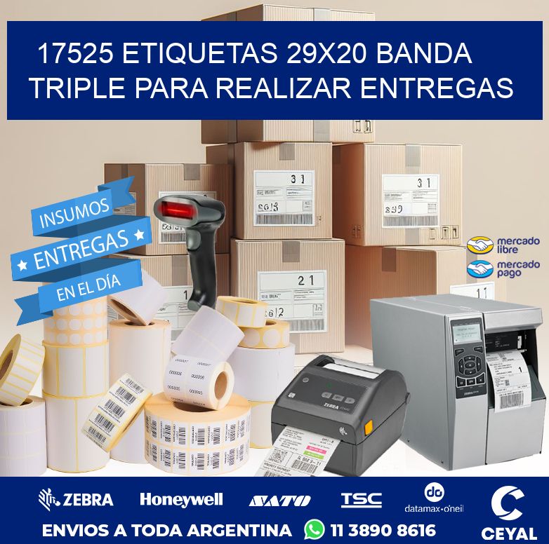17525 ETIQUETAS 29X20 BANDA TRIPLE PARA REALIZAR ENTREGAS