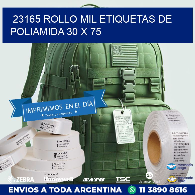 23165 ROLLO MIL ETIQUETAS DE POLIAMIDA 30 X 75