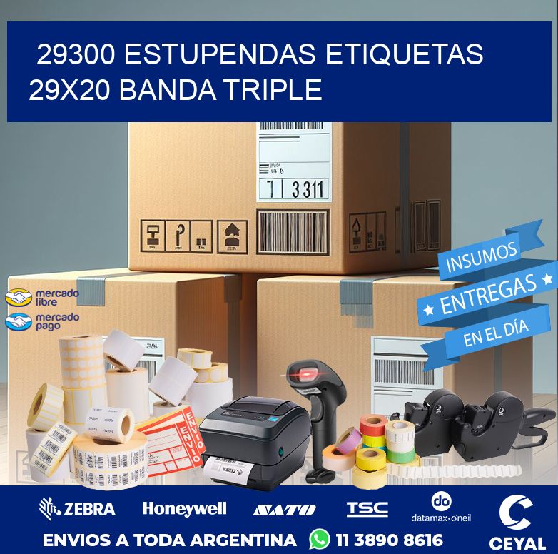 29300 ESTUPENDAS ETIQUETAS 29X20 BANDA TRIPLE