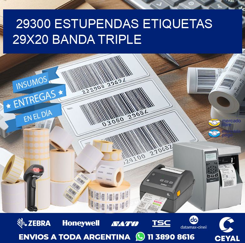 29300 ESTUPENDAS ETIQUETAS 29X20 BANDA TRIPLE