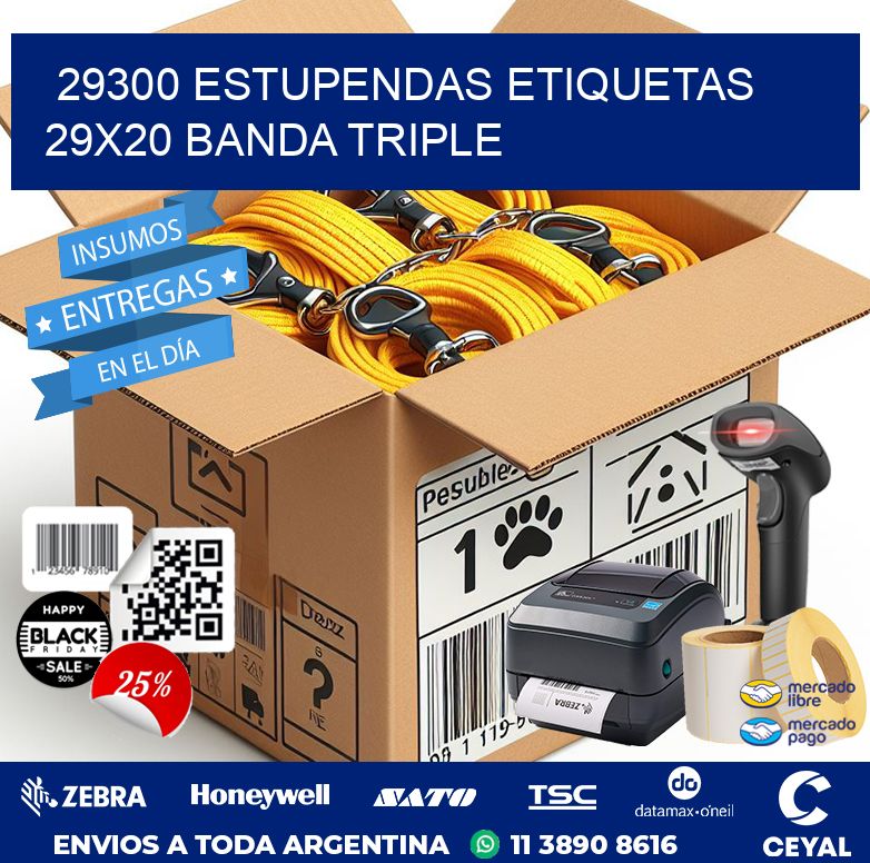 29300 ESTUPENDAS ETIQUETAS 29X20 BANDA TRIPLE