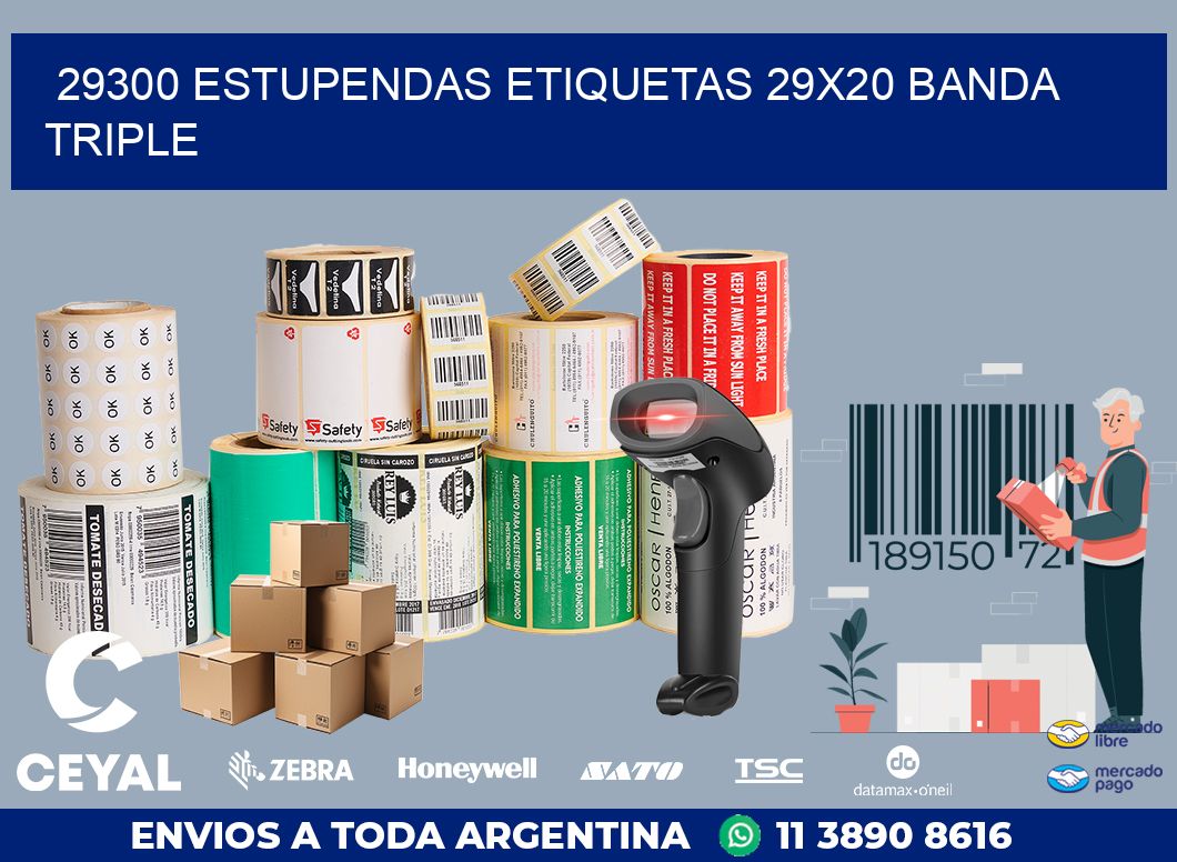 29300 ESTUPENDAS ETIQUETAS 29X20 BANDA TRIPLE