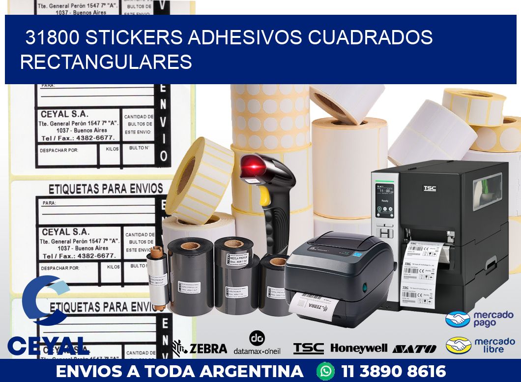 31800 stickers adhesivos cuadrados rectangulares