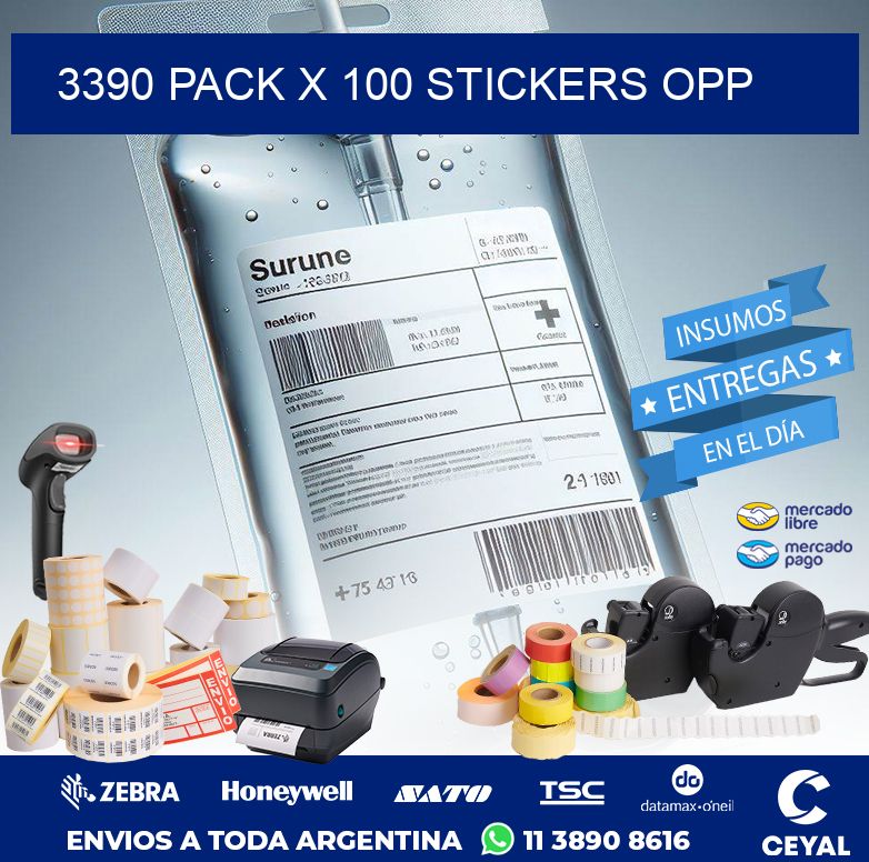 3390 PACK X 100 STICKERS OPP