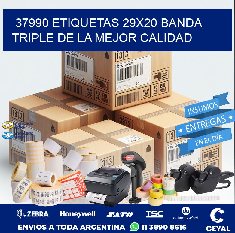 37990 ETIQUETAS 29X20 BANDA TRIPLE DE LA MEJOR CALIDAD