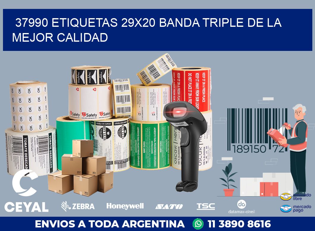 37990 ETIQUETAS 29X20 BANDA TRIPLE DE LA MEJOR CALIDAD