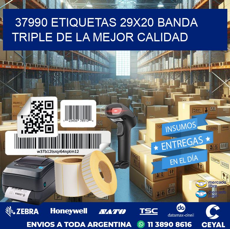 37990 ETIQUETAS 29X20 BANDA TRIPLE DE LA MEJOR CALIDAD