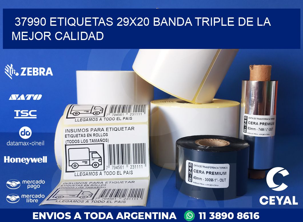 37990 ETIQUETAS 29X20 BANDA TRIPLE DE LA MEJOR CALIDAD