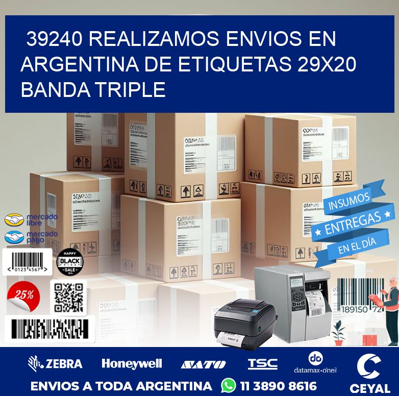 39240 REALIZAMOS ENVIOS EN ARGENTINA DE ETIQUETAS 29X20 BANDA TRIPLE