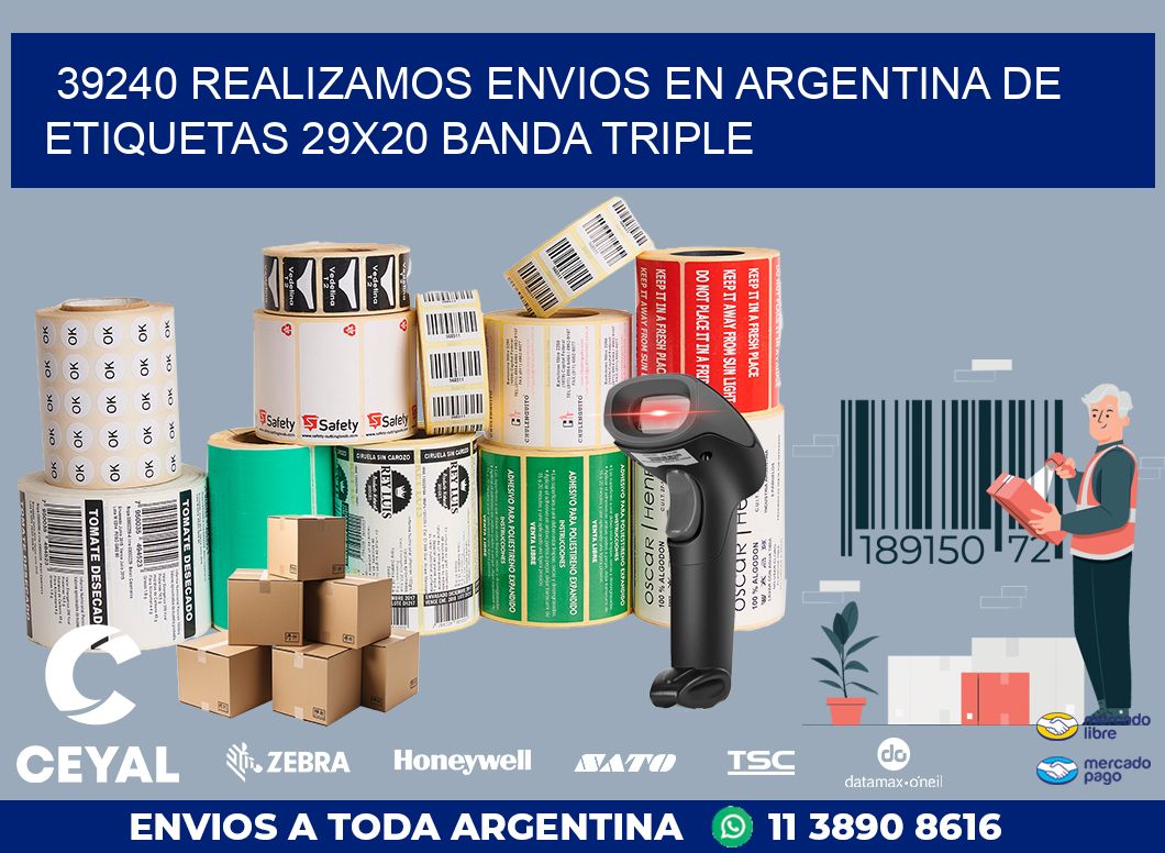 39240 REALIZAMOS ENVIOS EN ARGENTINA DE ETIQUETAS 29X20 BANDA TRIPLE