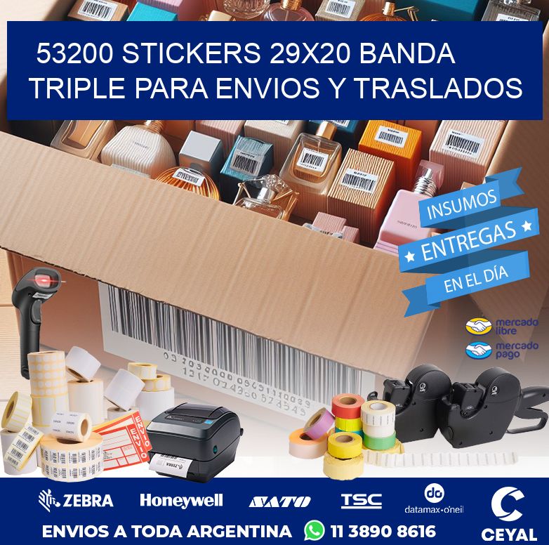 53200 STICKERS 29X20 BANDA TRIPLE PARA ENVIOS Y TRASLADOS