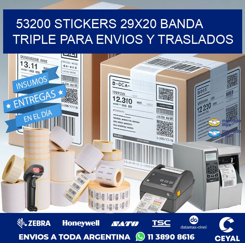 53200 STICKERS 29X20 BANDA TRIPLE PARA ENVIOS Y TRASLADOS