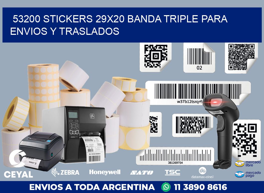 53200 STICKERS 29X20 BANDA TRIPLE PARA ENVIOS Y TRASLADOS