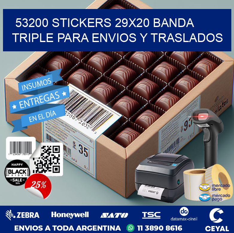 53200 STICKERS 29X20 BANDA TRIPLE PARA ENVIOS Y TRASLADOS