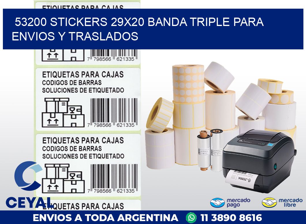 53200 STICKERS 29X20 BANDA TRIPLE PARA ENVIOS Y TRASLADOS