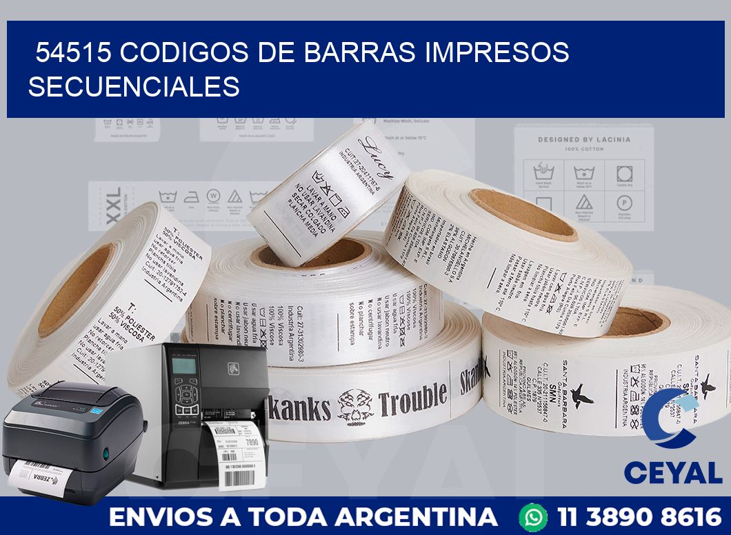 54515 codigos de barras impresos secuenciales