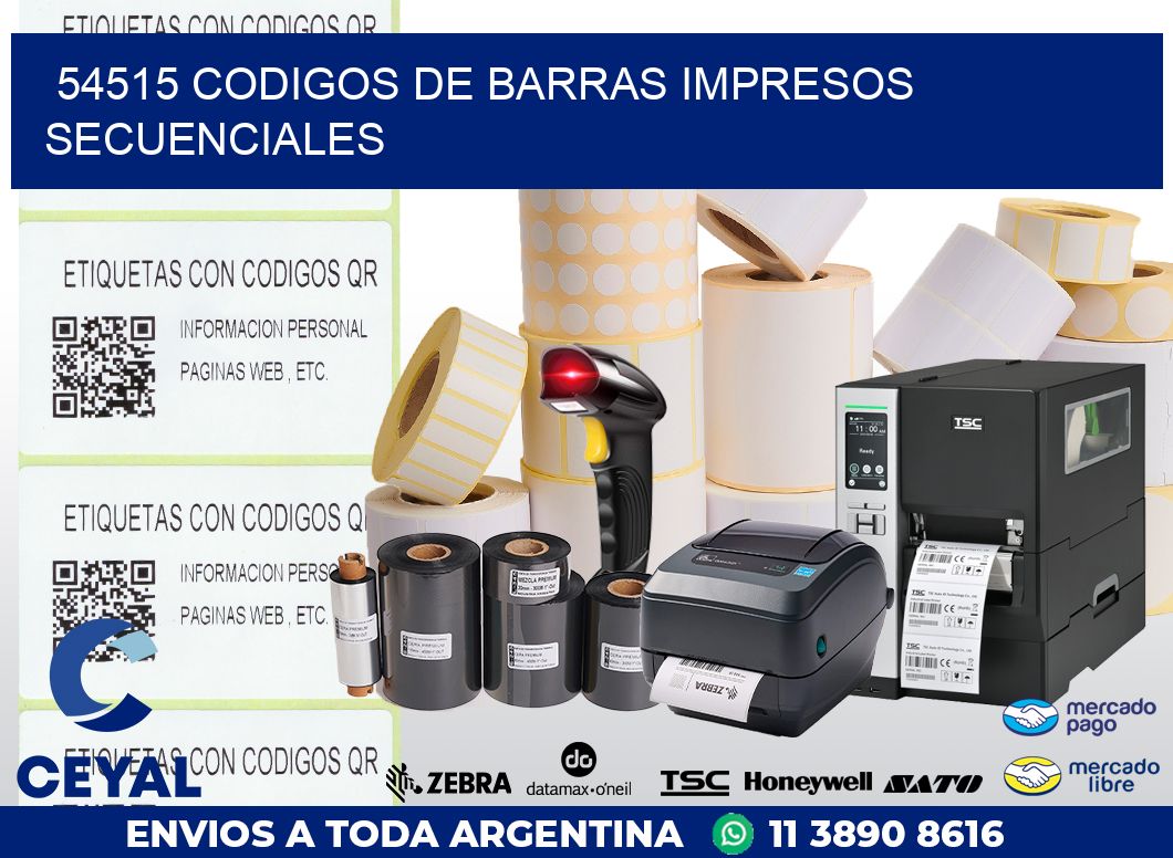 54515 codigos de barras impresos secuenciales