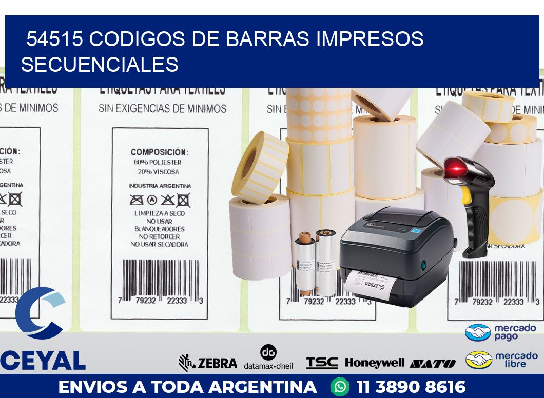 54515 codigos de barras impresos secuenciales