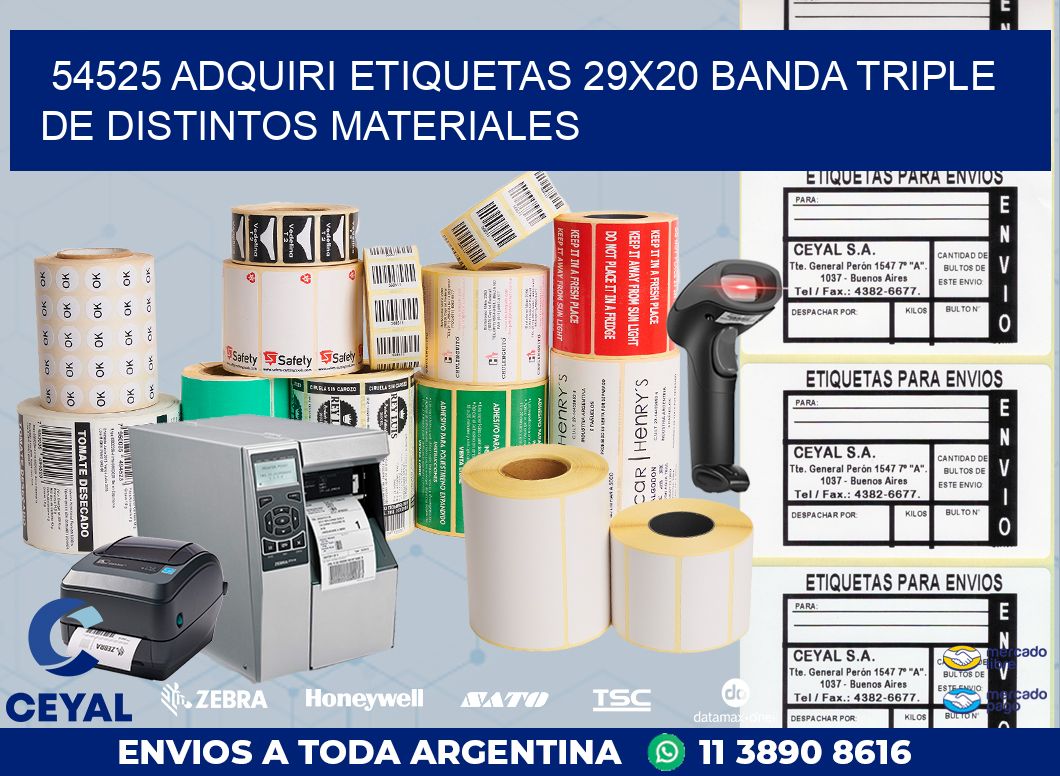 54525 ADQUIRI ETIQUETAS 29X20 BANDA TRIPLE DE DISTINTOS MATERIALES