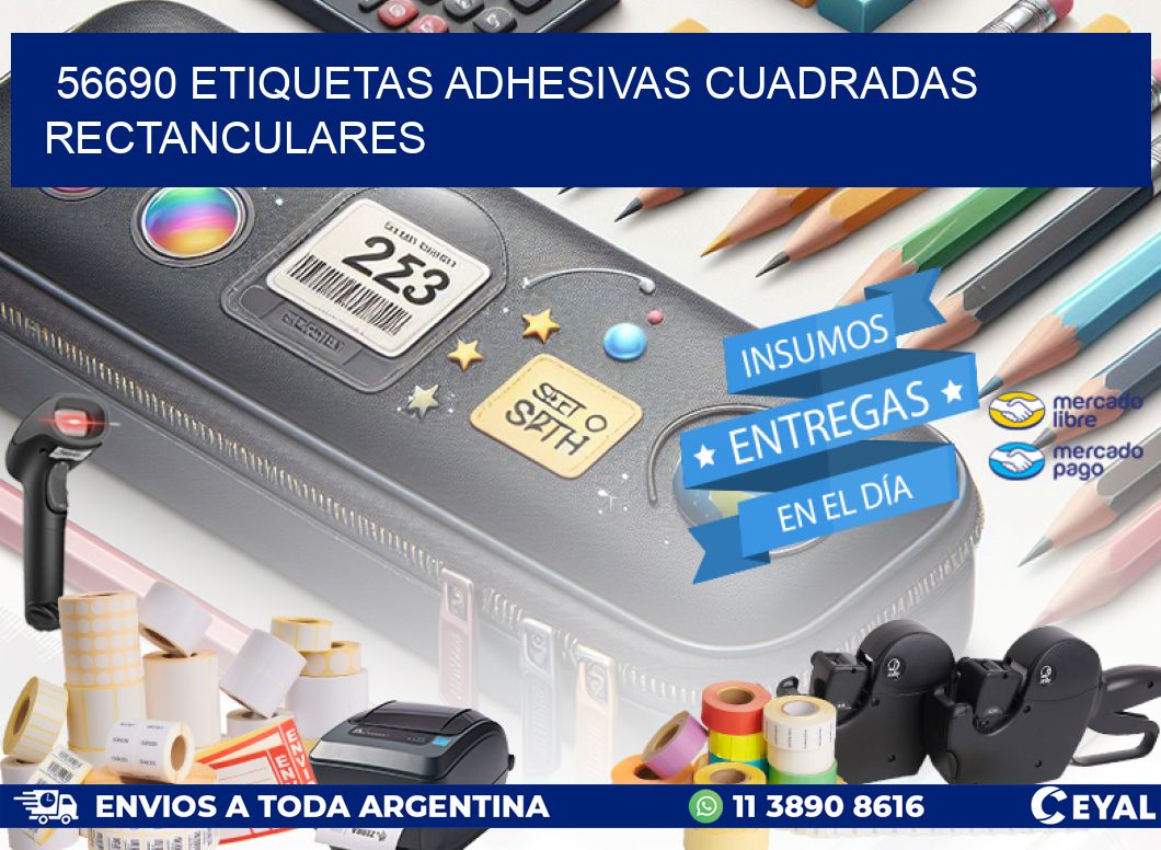 56690 etiquetas adhesivas cuadradas rectanculares