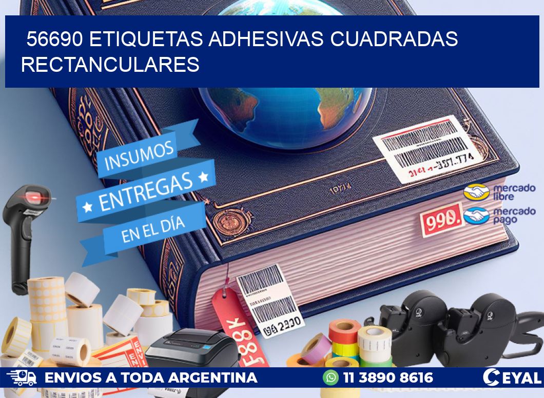 56690 etiquetas adhesivas cuadradas rectanculares