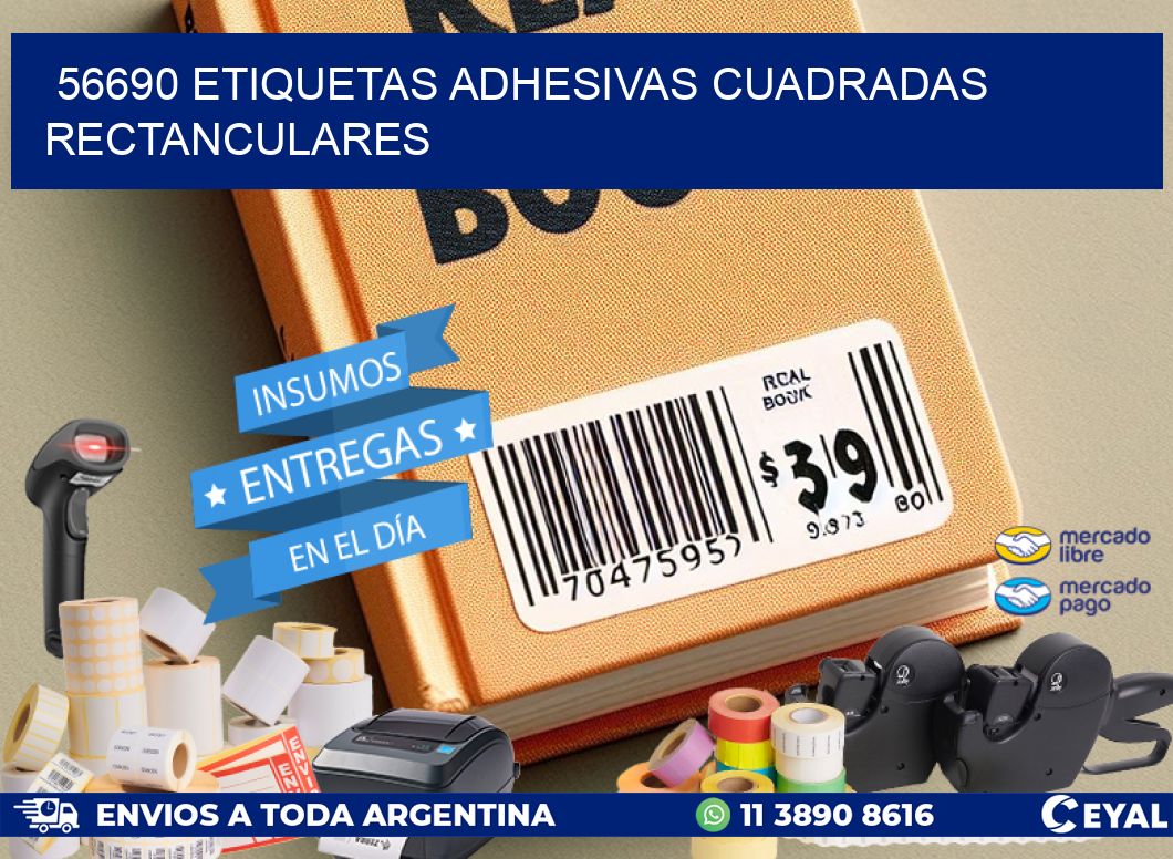 56690 etiquetas adhesivas cuadradas rectanculares