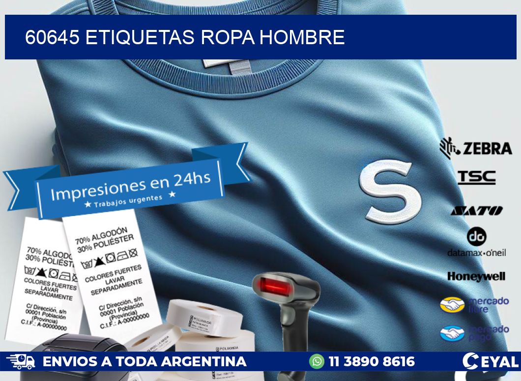 60645 ETIQUETAS ROPA HOMBRE