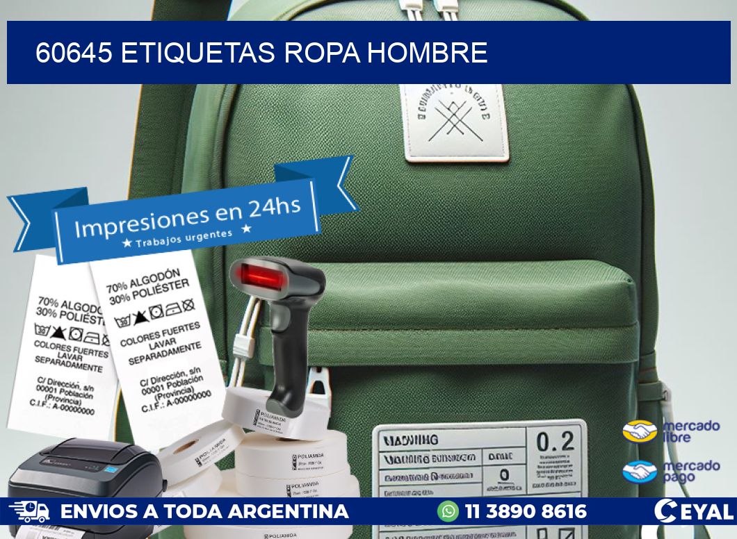 60645 ETIQUETAS ROPA HOMBRE