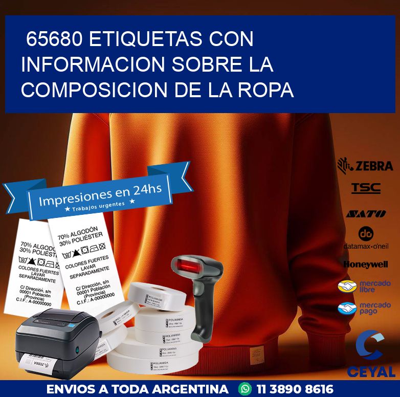 65680 ETIQUETAS CON INFORMACION SOBRE LA COMPOSICION DE LA ROPA